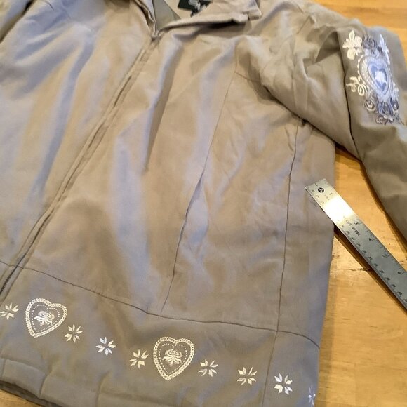 Vintage SM2 Tan Coat With Embroidery Sleeves And Bottom Lined Sz Large Y2K 90s - Picture 8 of 15